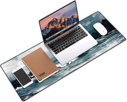 Galdas Gaming Mouse Pad XXL XL Large Long Extended Big Mousepad Non-Slip Rubber Keyboard Mouse Pad with Stitched Edges for Laptop Home Office (31.5x11.8x0.08 Inch) … (Ink Painting)