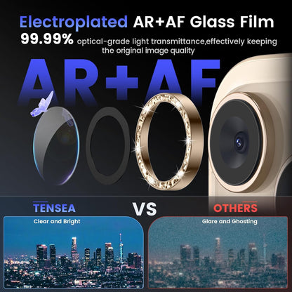 Tensea Camera Lens Protector Compatible for iPhone 16 Pro Max/16 Pro/14 Pro Max/14 Pro, Metal Aluminum Alloy Tempered Glass Cover Camera Screen Protector Accessories, Case Friendly