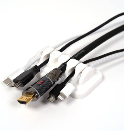 ENVISIONED Desktop Cable Organizer, Weighted, Eco-Friendly Silicone, No Bad Smell, Bundled with 4 Reusable Cable Ties (White)