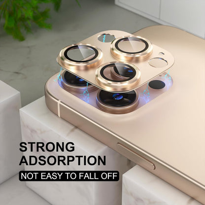 Choiche Compatible for iPhone 16 Pro/iPhone 16 Pro Max Camera Lens Protector, Bling Camera Cover with 9H Tempered Glass Lens Screen Protector Metal Ring Decoration Accessories (Titanium Desert)