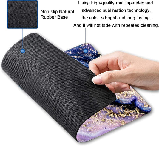 Mouse Pad, Purple Navy Gold Marble Mouse Pad, Premium-Textured Marbling Mouse Mat Square Waterproof Non-Slip Rubber Base Computer Mousepads for Office Laptop Desk