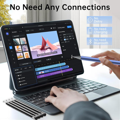 Bopomofo Stylus (5 Pcs),2-in-1 Stylus Pen for Touchscreen, High Precision and Sensitivity, Suitable for iPhone/ipad/Android Tablets, Compatible with All Touch Screens,Blue