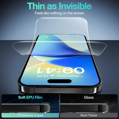 3 Pack Flexible Film Screen Protector for iPhone 16 Plus, Non-breakable Soft TPU Hydrogel Film for iPhone 16 Plus Screen Protector Film (NOT Glass)