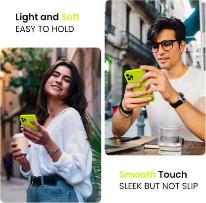 FireNova Designed for iPhone 13 Pro Max Case, Silicone [Camera Protection] Phone Case with [2 Screen Protectors], Soft Anti-Scratch Microfiber Lining Inside, 6.7 inch, Fluorescent Green