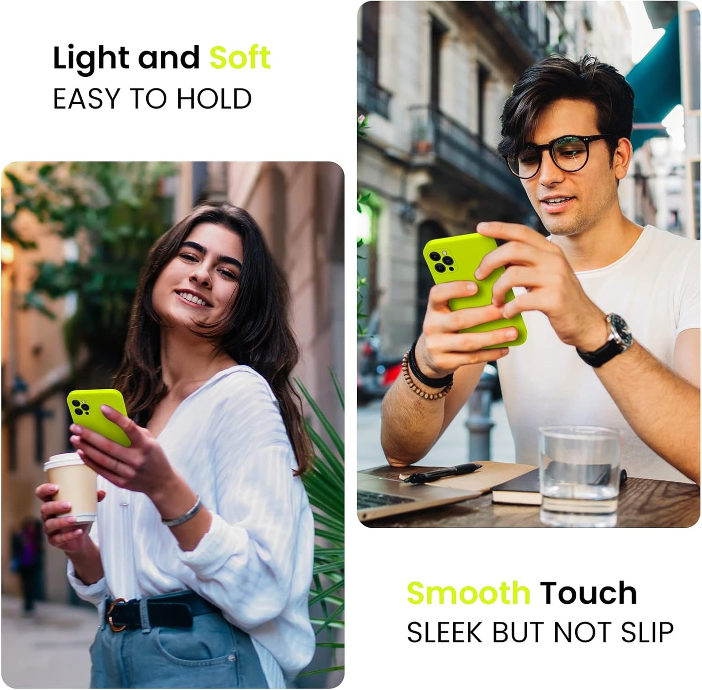 FireNova Designed for iPhone 13 Pro Case, Silicone Upgraded [Camera Protection] Phone Case with [2 Screen Protectors], Soft Anti-Scratch Microfiber Lining Inside, 6.1 inch, Fluorescent Green