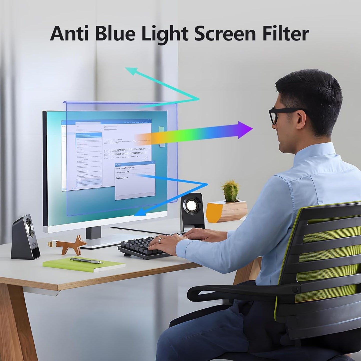 Anti Blue Light Screen Protector for 23, 23.6, 23.8 and 24 Inches Computer Monitor Hanging Type Blue Light Blocking Filter Anti Scratch Eye Protection Shield for Desktop Computer(BL HT 24 Inches)