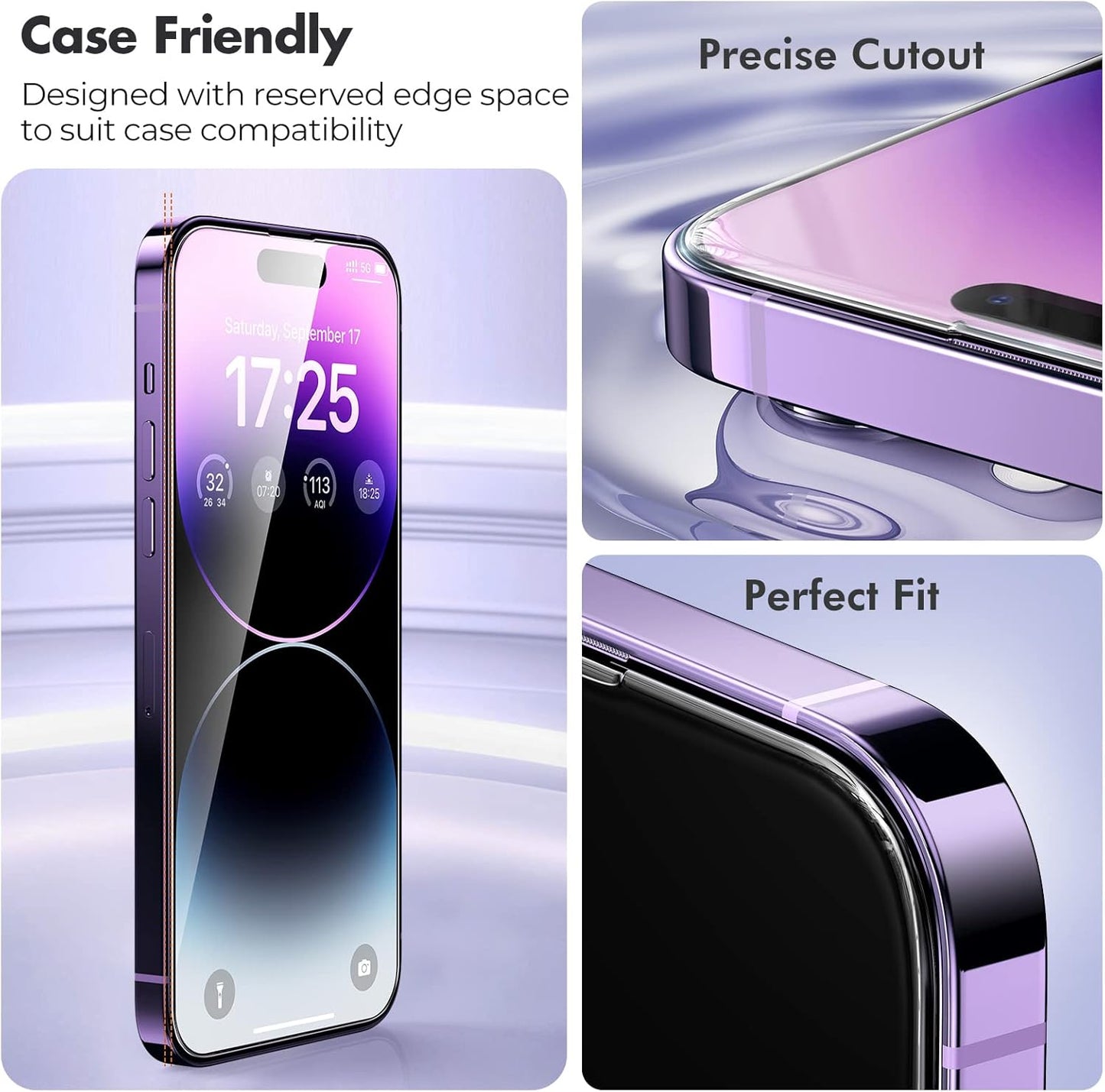 UNBREAKcable 3-Pack Screen Protector for iPhone 14 Pro Max, Double Shatterproof Tempered Glass [Easy Installation Frame] [9H Hardness] [99.99% HD Clear] [Case Friendly] for iPhone 6.7 inch