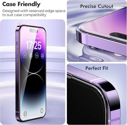 UNBREAKcable 3-Pack Screen Protector for iPhone 14 Pro Max, Double Shatterproof Tempered Glass [Easy Installation Frame] [9H Hardness] [99.99% HD Clear] [Case Friendly] for iPhone 6.7 inch