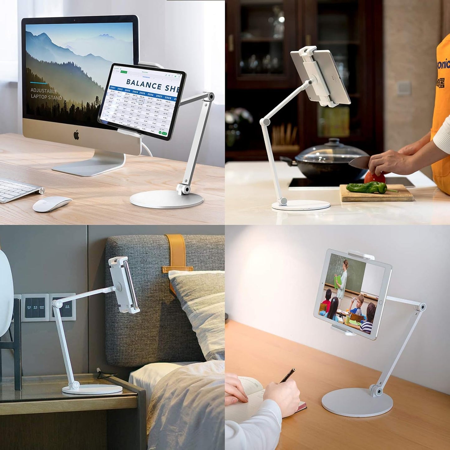 Surface Pro Stand, iPad Pro 12.9 Holder, Multi-Angle Adjustable Tablet Stand Holder for 4.7''- 13'' Screen Microsoft Surface Pro Series, iPad Pro 11/12.9, iPad, mini, Air and More (White)