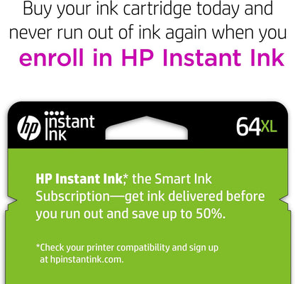 HP 64XL Tri-color High-yield Ink Cartridge for HP Printers | Works with Printer Series: ENVY Inspire 7950e; ENVY Photo 6200, 7100, 7800; Tango | Eligible for Instant Ink | N9J91AN
