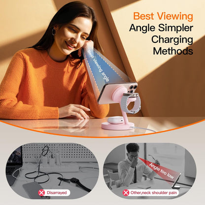 2025 3 in 1 Charging Station for Apple iPhone AirPods Watch with Mag-Safe Charger Wireless Charger Stand for iPhone 16 15 14 13 12 Series AirPods iWatch Series - Gifts for Wife & Husband