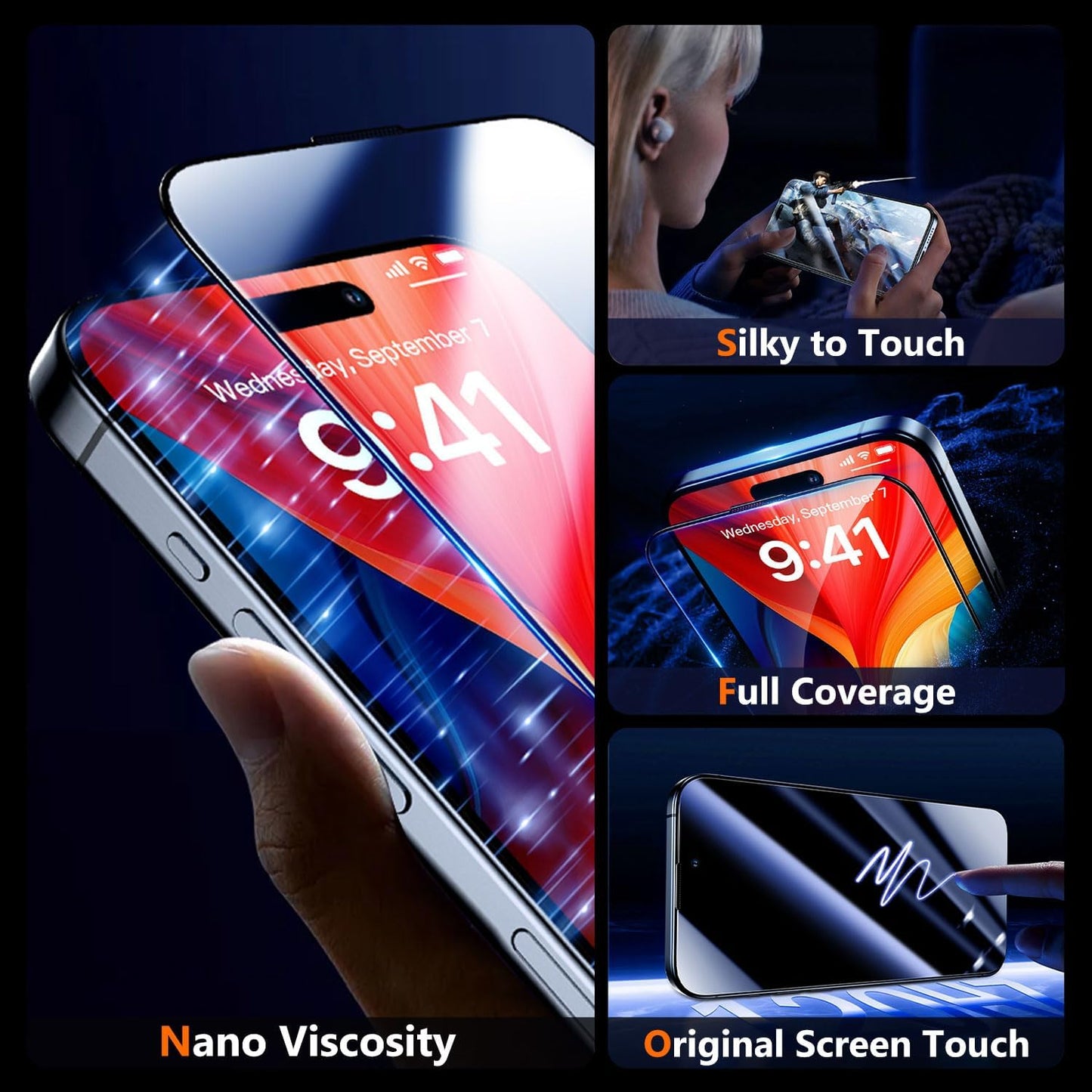 UniqueMe for iPhone 13 Screen Protector - [Military Grade Shatterproof & 9H+ Hardness] Screen Protector 13 Tempered Glass Full Coverage Protection, Easy Installation, 2 Packs