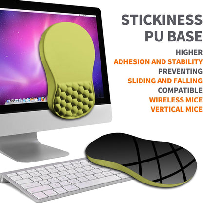 Ergonomic Joint Wrist Support Mouse Pad with Memory Foam Cushion Massage Bump, Carpal Tunnel Pain Relief Mousepad Slope Design for Wrist Rest, 11.8x7.9 in, Khaki Green