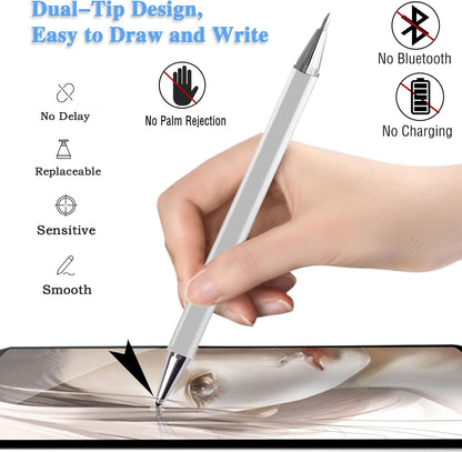 Stylus Pens for iPad, Luntak 3 in 1 Ballpoint Pen, Fiber Tip & Clear Disc Capacitive Stylus iPad Pencil for Apple iPhone/iPad Pro/Mini/Air/Android/Microsoft/Surface All Capacitive TouchScreen - Silver