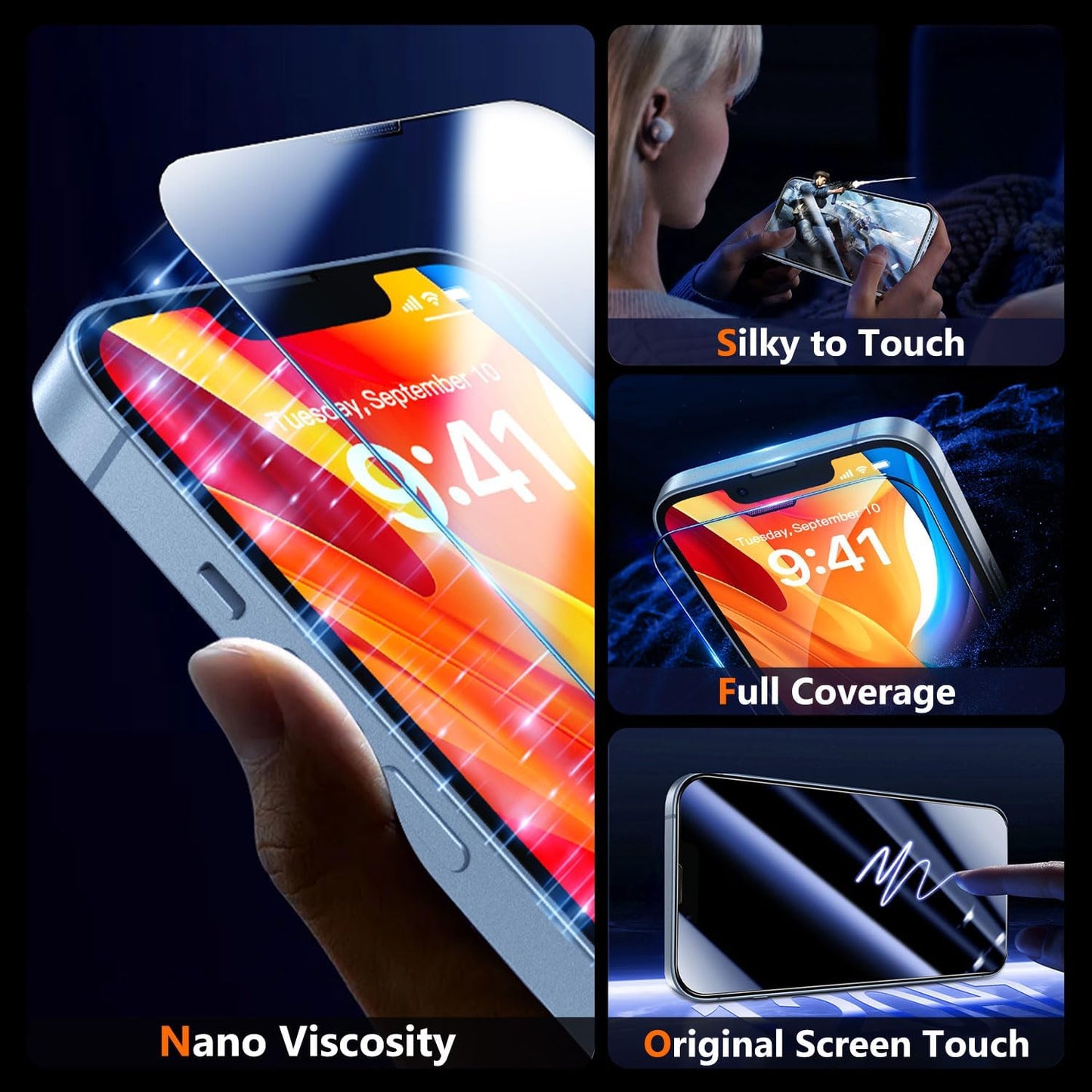 UniqueMe Screen Protector for iPhone 16e / iPhone 13 / iPhone 13 Pro/iPhone 14 Screen Protector Tempered Glass Full Coverage, Easy Installation, Case Friendly 2 Packs