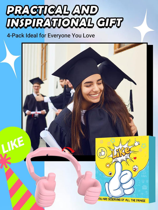 Dad Gifts for Fathers Day from Daughter Son Cell Phone Stand: 4 Pack UPGRADE Adjustable Thumbs Up Lazy Phone Holder for Desk Fun Birthday Gifts for Grandma Teens Girls Boys Adults Husband from Wife
