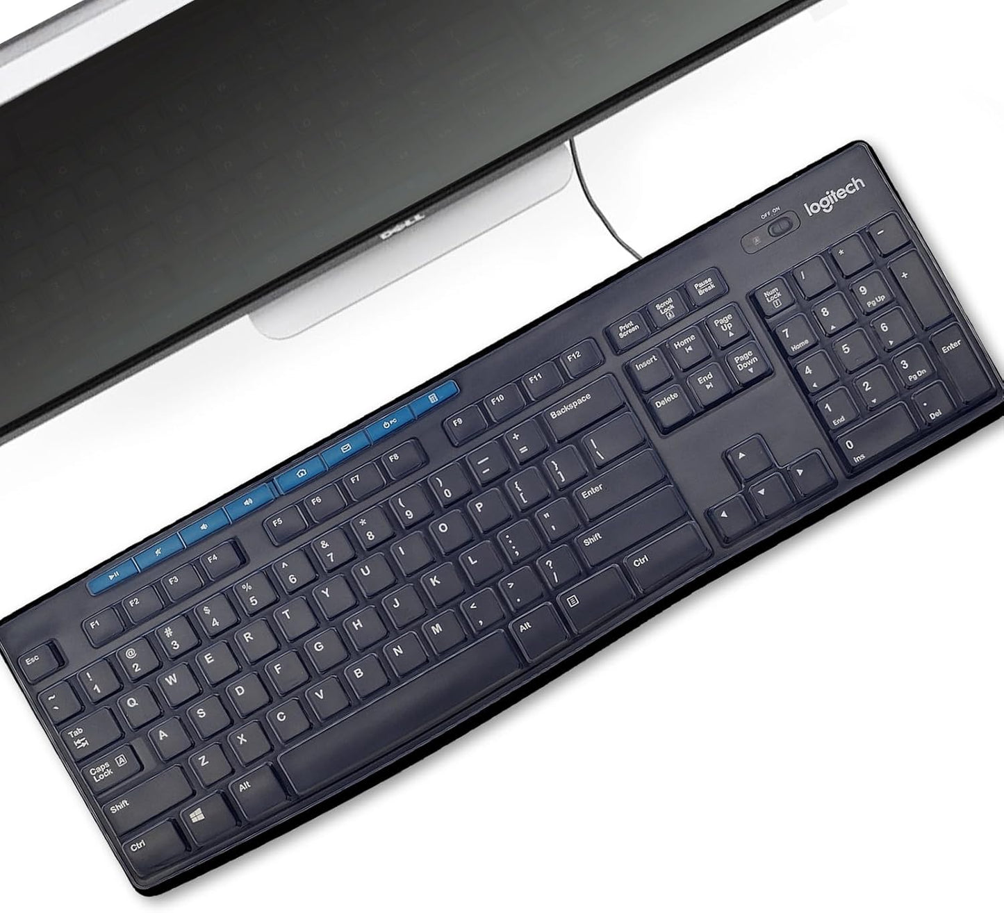 Silicone Keyboard Cover for Logitech K200 K260 K270,Ergonomic Wireless Keyboards, MK200 MK260 Keyboard Skin Waterproof Dustproof - Transparent