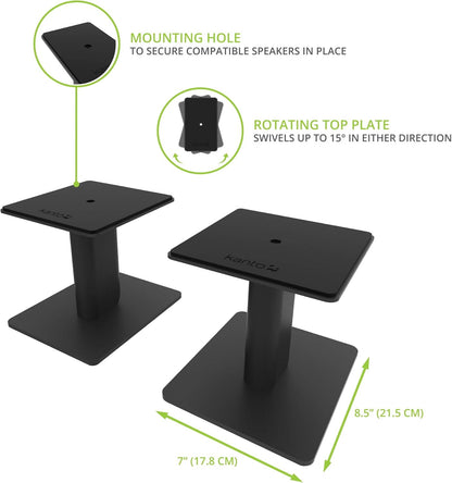 Kanto SP6HD Desktop Speaker Stands for Medium/Large Bookshelf Speakers & Mid-Size/Full-Size 4”-7” Studio Monitors | 6" Tall | Black | Pair