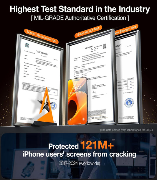 UltraGlass UNBREAK Top 9H+ Glass for iPhone 15 Pro Screen Protector [No.1 Military Grade Shatterproof & Longest Durable] Screen Protector 15 Pro Tempered Glass Full Coverage Easy Installation, 2 Pack