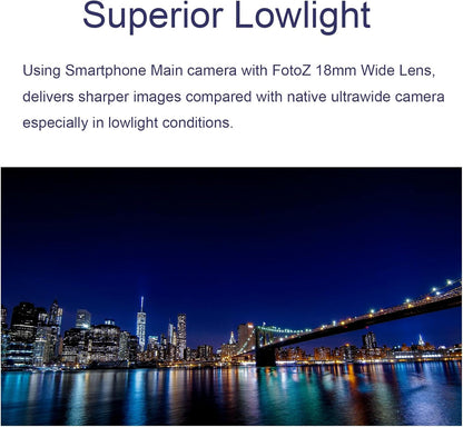 FotoZ 18mm Wide Angle Lens with 17mm Thread Lens Clip for iPhone & Samsung Galaxy and Most Smartphones, Compatible with SmallRig iPhone Samsung Smartphone Cage Case