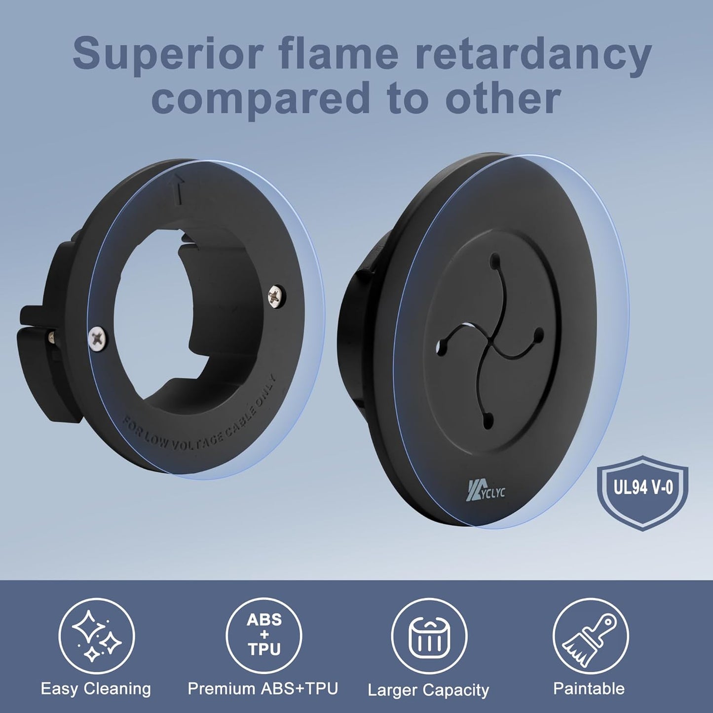 3in TV Cable Hider Wall Kit, YCLYC Large TV Cord Hider for Wall Mounted TV, TV Cord Covers for Wires on Wall Kit, Behind in Wall Cable Management Kit, Black TV Wire Hider for Wall (2Pack)