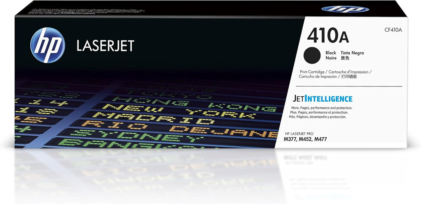HP 410A Black Toner Cartridge | Works with HP Color LaserJet Pro M452 Series, HP Color LaserJet Pro MFP M377, M477 Series | CF410A