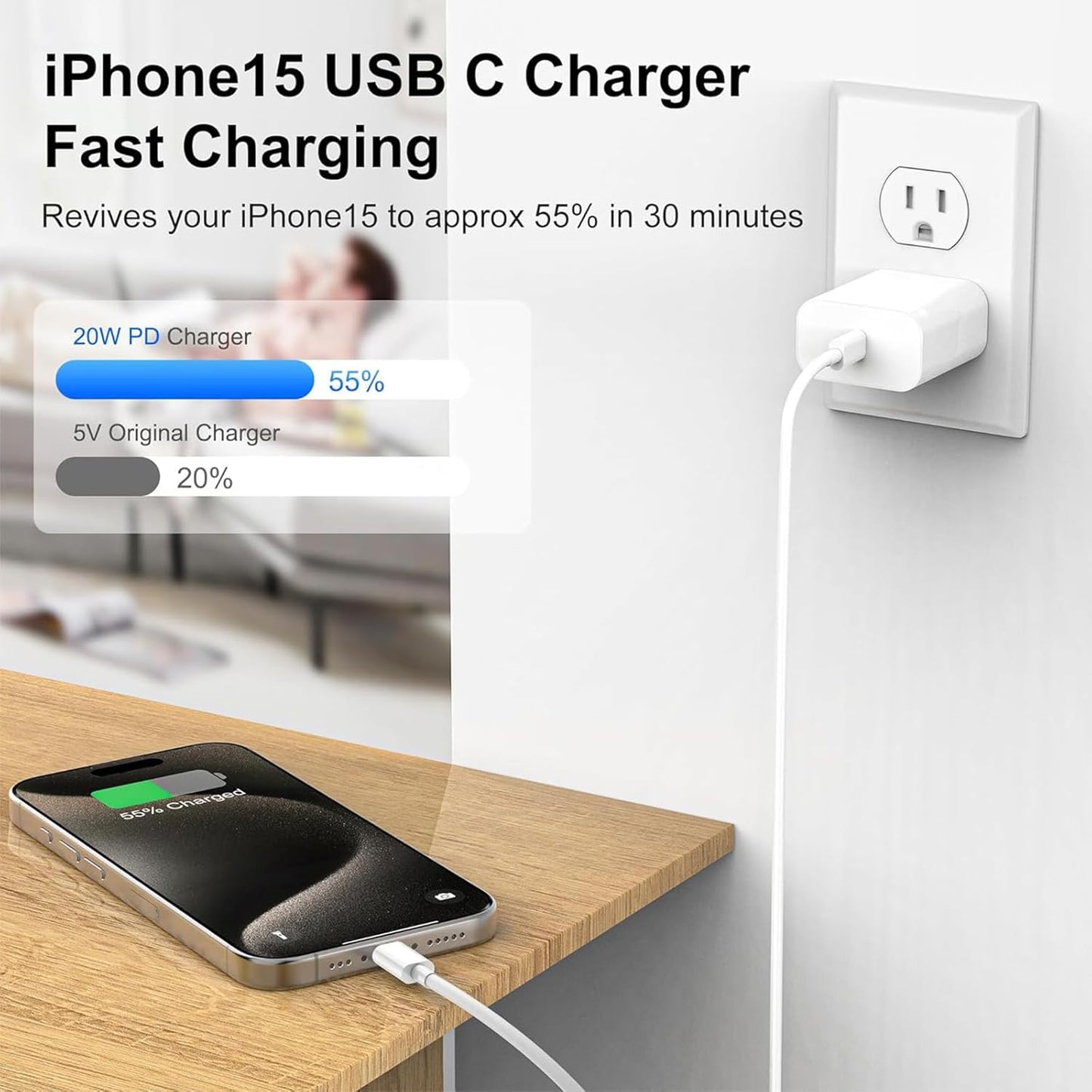 iPhone 15 Charger,iPhone 15 Charger Fast Charging,20W Type C USBC ChargerBlock 6FT USB C to USB C Cable Cord Compatible iPhone 16 Pro Max/15 Plus,iPad Pro 12.9/13/11-inch, iPad mini 6, iPad Air 4/5