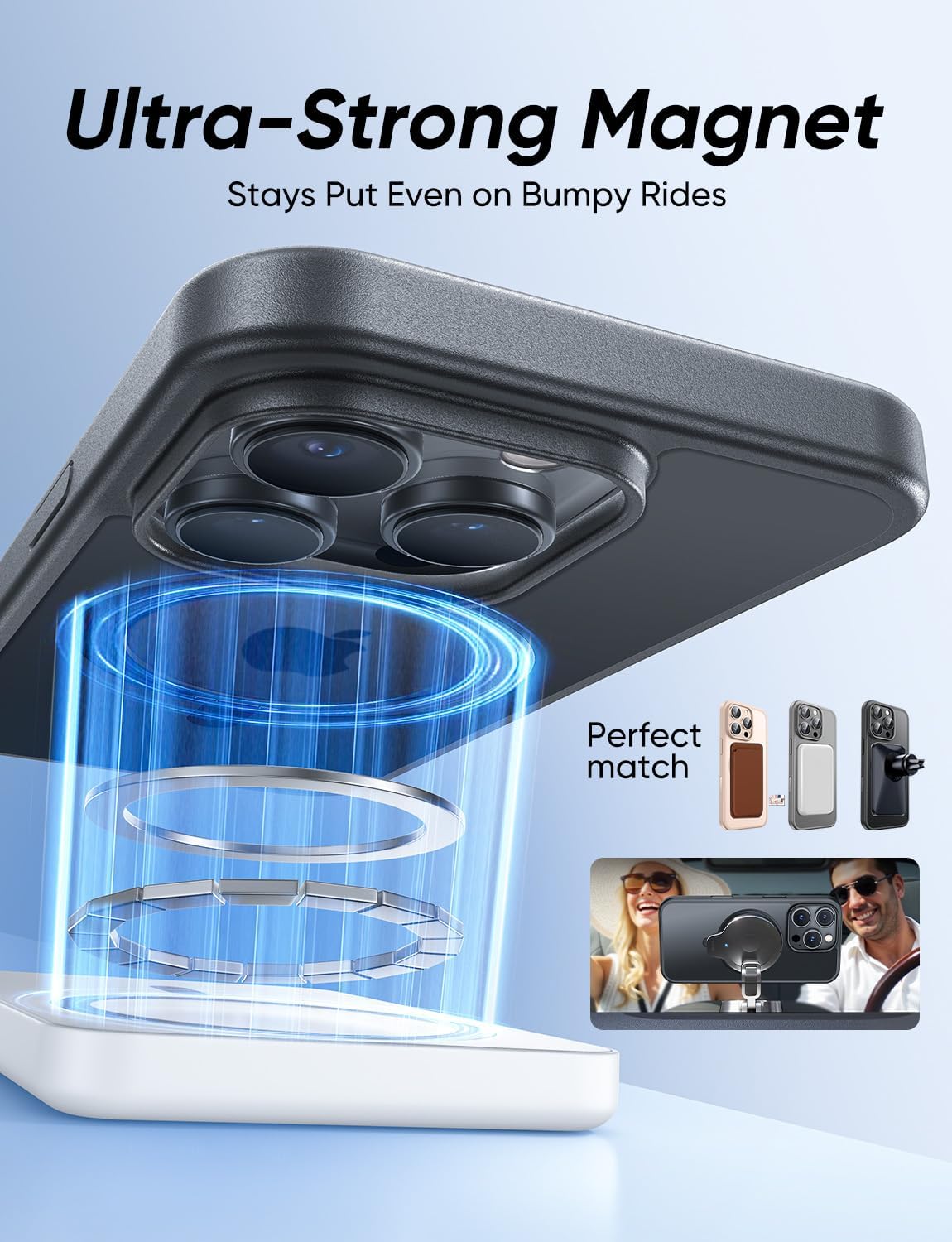 MAGIC JOHN 360° Rotatable Magnetic Invisible Stand for iPhone 16 Pro Case [Camera Control Button] [Compatible with MagSafe] 16FT Shockproof for iPhone 16 Pro Case with Kickstand, Black