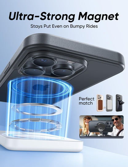 MAGIC JOHN 360° Rotatable Magnetic Invisible Stand for iPhone 16 Pro Case [Camera Control Button] [Compatible with MagSafe] 16FT Shockproof for iPhone 16 Pro Case with Kickstand, Black