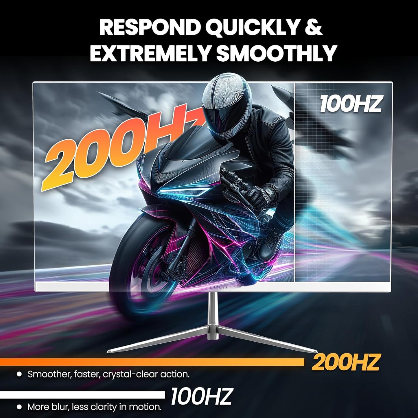 CRUA 24.5" White Gaming Monitor, 200Hz FHD(1920 * 1080P) VA Screen Computer Monitor, Supports Freesync, 120% sRGB, Blue Light Filter, Built-in Speakers, Wall Mountable Installs(HDMI 1.4/DP 1.2)