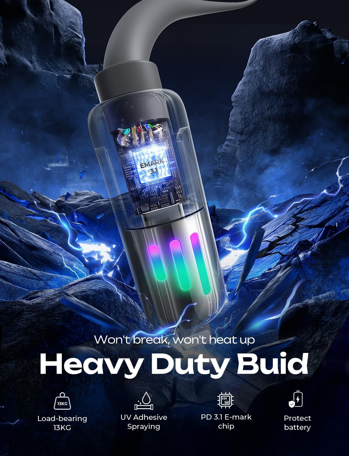 LISEN 10 FT USB C Cable Fast Charging, 240W 4 in 1 Charging Cable, Chubby Type C/A to C/Lightning Cable with Light for iPhone 16 15 14 Pro/MacBook/iPad/Samsung/Switch, Multi Chargers for All Devices