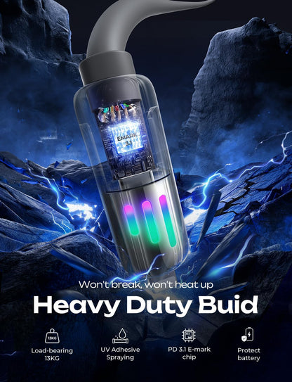 LISEN 10 FT USB C Cable Fast Charging, 240W 4 in 1 Charging Cable, Chubby Type C/A to C/Lightning Cable with Light for iPhone 16 15 14 Pro/MacBook/iPad/Samsung/Switch, Multi Chargers for All Devices