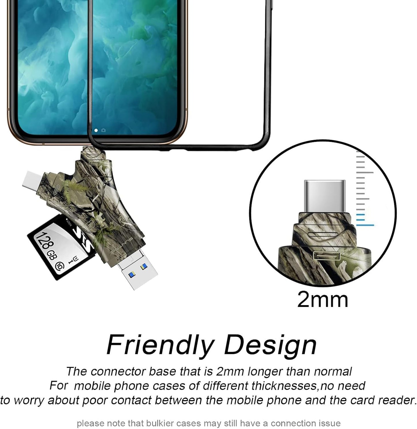 SD Card Reader for iPhone/ipad/Android/Mac/Computer/Camera,4 in1 Micro SD Card Reader Trail Camera Viewer, Portable Memory Card Reader SD Card Adapter for SD and TF Cards