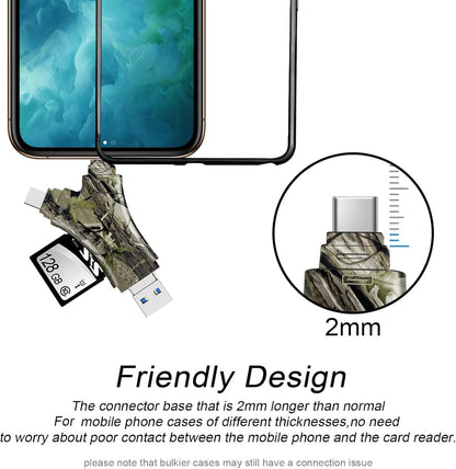 SD Card Reader for iPhone/ipad/Android/Mac/Computer/Camera,4 in1 Micro SD Card Reader Trail Camera Viewer, Portable Memory Card Reader SD Card Adapter for SD and TF Cards