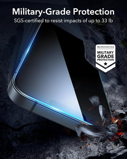 ESR 3 Pack for iPhone 16e/ iPhone 14/ iPhone 13/ iPhone 13 Pro Privacy Screen Protector, Anti-spy Tempered-Glass Privacy Screen Protector, Micro-curved Edges, Case Friendly