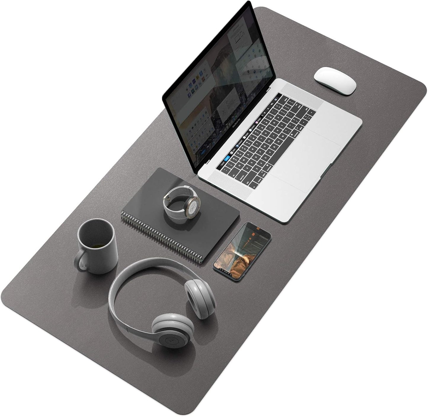YSAGi Desk Mat, Mouse Pad,Waterproof Desk Pad,Large Mouse pad for Desk, Leather Desk Pad Large for Keyboard and Mouse,Dual-Sided Mouse Mat for Office and Home (Dark Grey, 35.4" x 17")