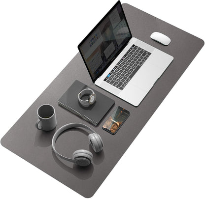 YSAGi Desk Mat, Mouse Pad,Waterproof Desk Pad,Large Mouse pad for Desk, Leather Desk Pad Large for Keyboard and Mouse,Dual-Sided Mouse Mat for Office and Home (Dark Grey, 35.4" x 17")