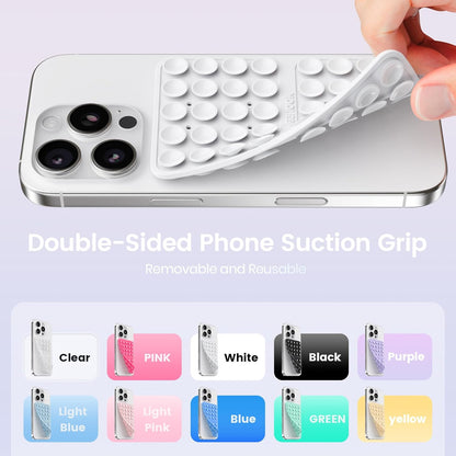 Klearlook Silicone Suction Cup Phone Case Mount Double Sided, Silicon Sticky Phone Grip with Higher Suction for Cell Phone, Hands-Free Phone Accessories Holder for Selfies and Videos, White