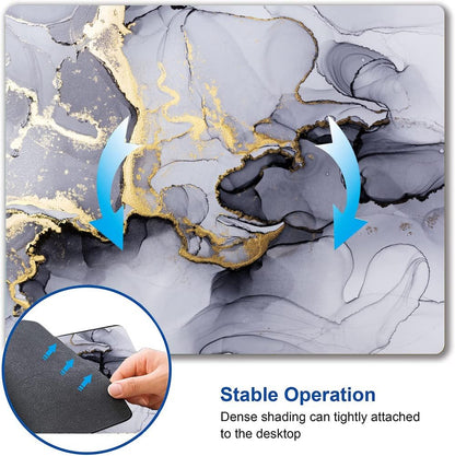 Hokafenle Gray Gold Black Marble Mouse Pad, Gaming Mouse Mat with Custom Design, Non-Slip Rubber Base Mousepad, Waterproof Office Mouse Pads, Desktop White Ink Marble 9.5 x 7.9 Inch