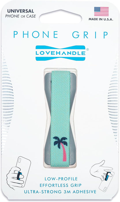 LOVEHANDLE Universal Phone Grip for Smartphones & Mini Tablets - Phone Holder for Hand - Wireless Charging Compatible - Made in The USA - Palm Tree
