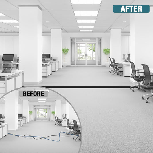 Floor Cord Cover, Cable Protector, 0.63W x 0.31H inches, Wire Cover for Extension Cords, Floor Cable Covers Prevent Cable Trips (Black, 50-3 Feet)