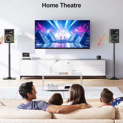 MOUNTUP Universal Speaker Stands Pair 28.3" to 37.4" Height Adjustable Floor Speaker Stands, Holds Bookshelf & Satellite Speaker Large Speaker, Up to 22LBS Cable Concealing 9.8" Plate Black MU9132-L