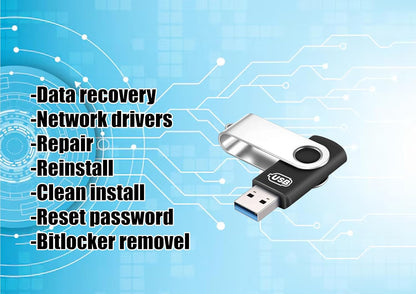 Techshoppro Bootable Win 11/10 / 8.1/7, USB Driver 3.2 for Reinstall Win, Reset Password, Network Drive,Supported UEFI and Legacy, Data Recovery, Repair Tool Bitlocker Removal