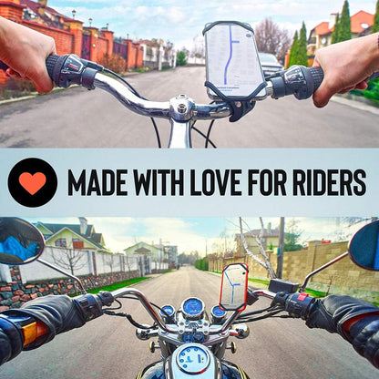Upgraded 2025 Bicycle & Motorcycle Phone Mount - The Most Secure & Reliable Bike Phone Holder for iPhone, Samsung or Any Smartphone. Stress-Resistant & Highly Adjustable. x10 to Safeness & Comfort