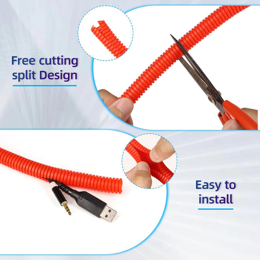 Split Wire Loom Tubing, 10,25ft Cord Protectors from Pets No Chew, Flexible Wire Covers Cord Protectors, Protective Split Cable Sleeve for Automotive Home Industrial Wires(Red, 0.46inch-10ft)