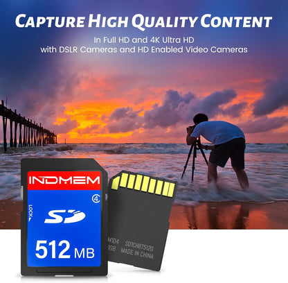 INDMEM SD Card 512MB, 6 Packs Class 4 512MB Flash Memory Card MLC Standard Secure Digital Cards Camera Cards