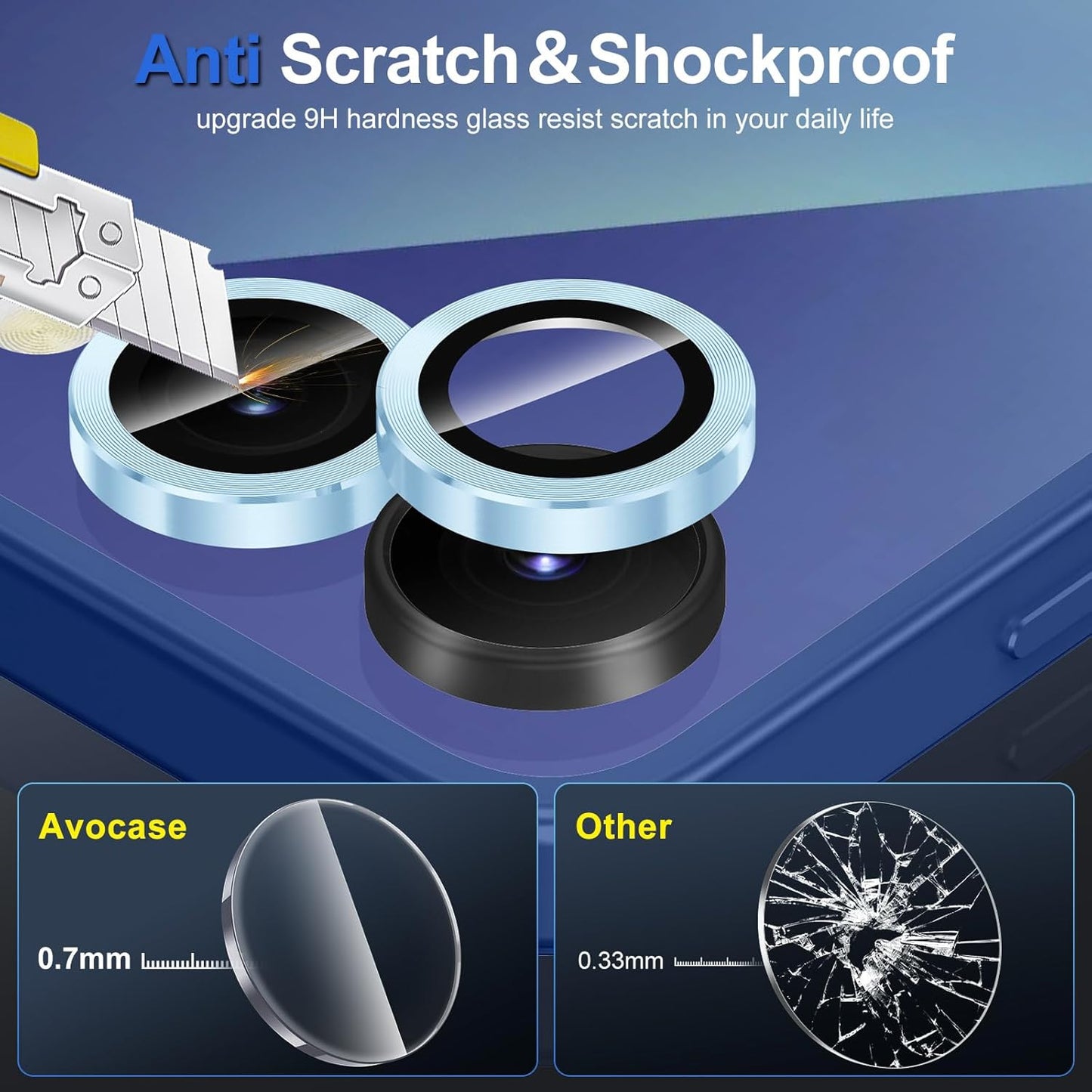 for Samsung Galaxy Z Flip 7 Camera Lens Protector, Individual Metal Ring Tempered Glass Lens Cover, [Strong Adsorption] Scratch Resistant Ultra-Thin HD Clear Lens Cover, 1 Set-Blue