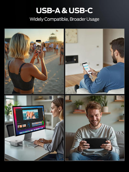 MOVE SPEED 256GB External SSD, 2000MB/s TLC Reliable Transfer Portable SSD with USB 3.2 Gen2x2 + Type C, Cool USB Drive for Phone/Windows/Mac (SP20)