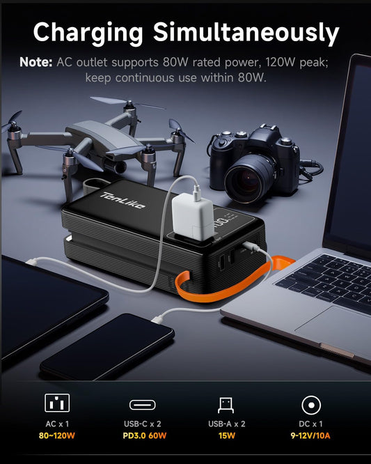 Portable Power Station 99.9Wh Power Bank for Camping Essentials Small Electric Mini Generator Large Lithium Battery with 110V AC Plug in Output 60W Type-C Laptop Home Backup Outdoor Emergency