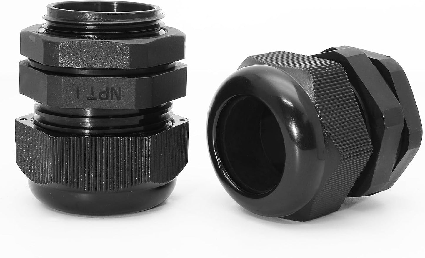 1" NPT Nylon Cable Glands, IP68 Waterproof Adjustable Cord Grip Cable Connector Strain Relief Wire Protectors for 18-25mm Cable Diameter, 2 Pcs, Black